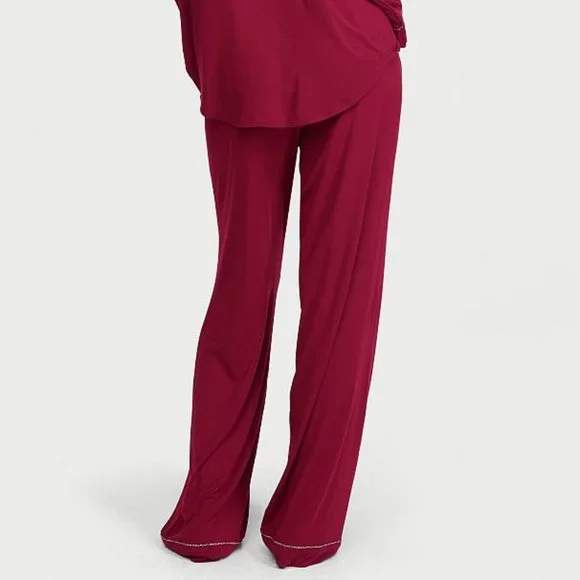 VS XS Regular 30" Inseam Modal PJ Set Red with Leopard Piping NWT - Picture 9 of 16